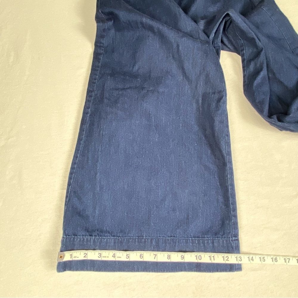 Forever 21 Contemporary Wide Leg Cropped Denim Pants Belted Dark Wash M - Picture 9 of 10